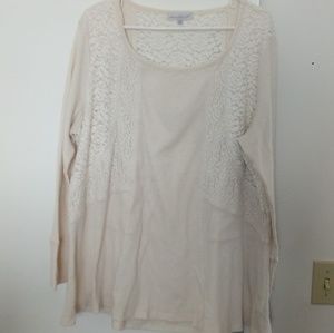 Lace and knit sweater